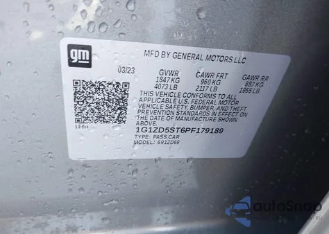 2023 Chevrolet Malibu Fwd 1Lt z USA, uszkodzony, nr VIN 1G1ZD5ST6PF179189